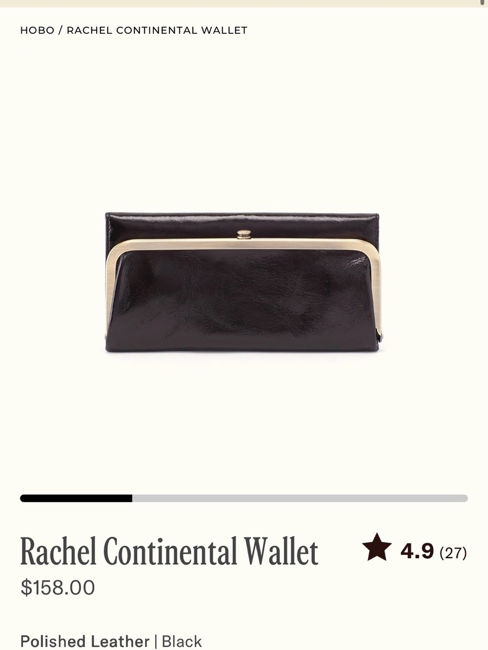 HOBO Rachel Continental Wallet - Black with Gold Hardware